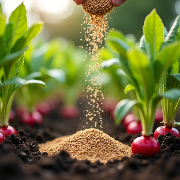 Adubando rabanetes em casa