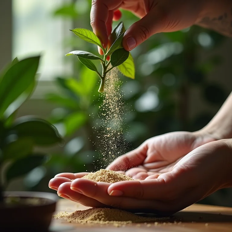 Adubando uma planta Ixora