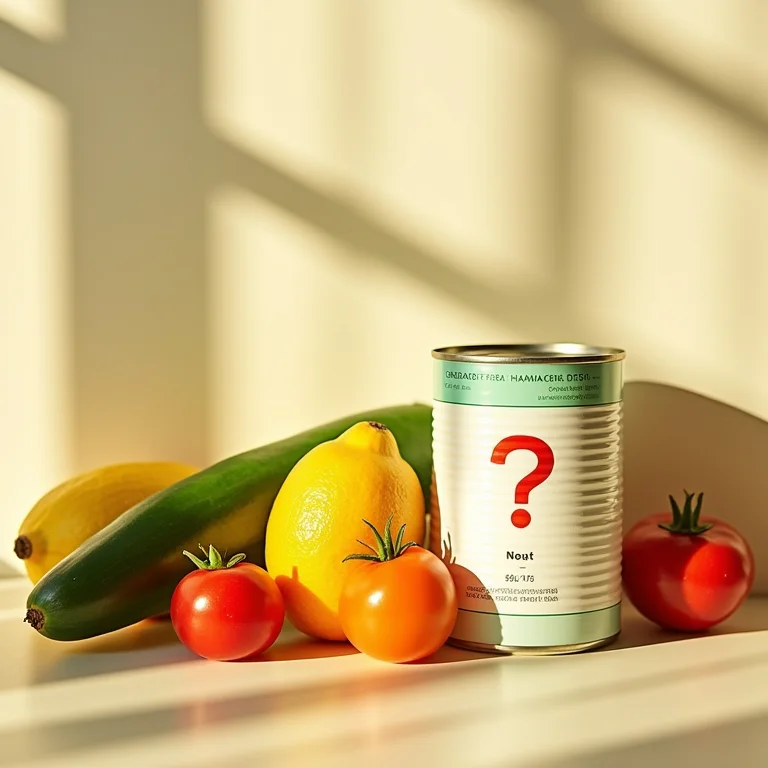 Alimentos frescos e enlatados com datas de validade, representando mitos e verdades sobre a validade.