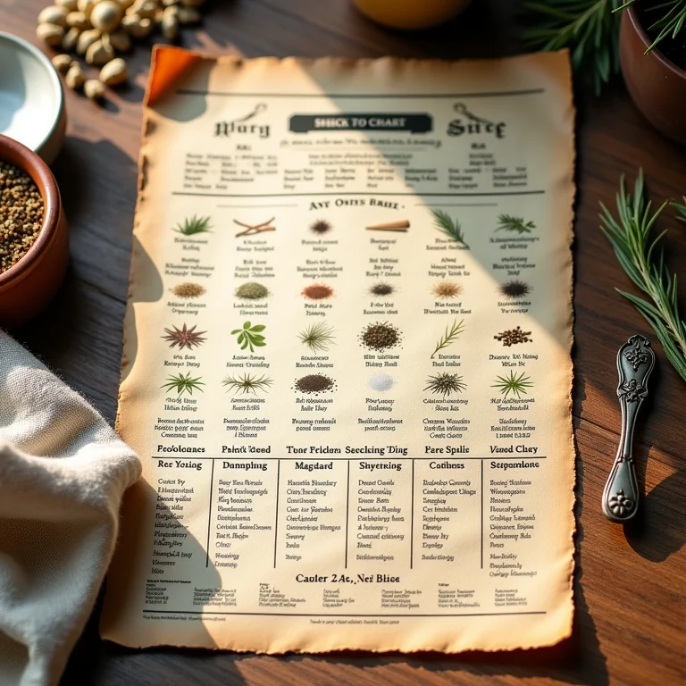 Antiga roda de sabores de especiarias com ilustrações.