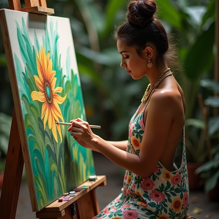 Artistas retratando a Vitória Régia, inspiração na arte.