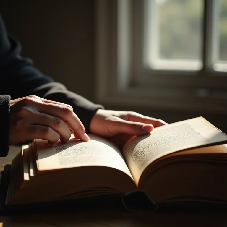 Avaliação cuidadosa de livro antigo.