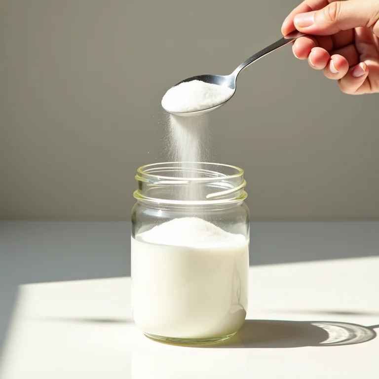 Bicarbonato de sódio sendo usado na limpeza de um pote.