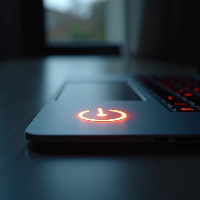 Botão de energia de um laptop, indicando reinicialização