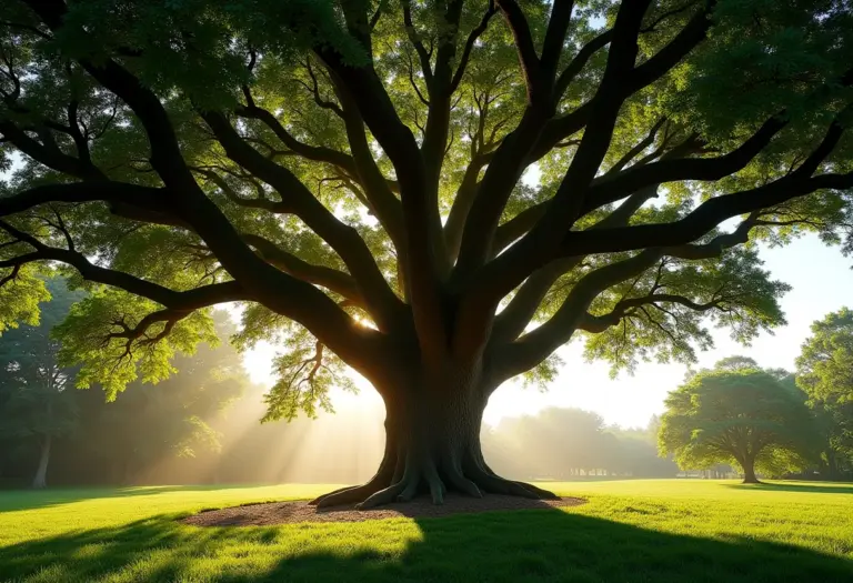 Cajueiro Rei com sua vastidão de galhos e folhas exuberantes.