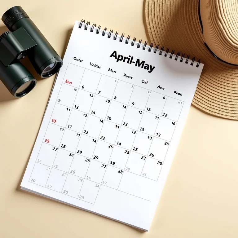 Calendário marcando a melhor época para visitar o parque.