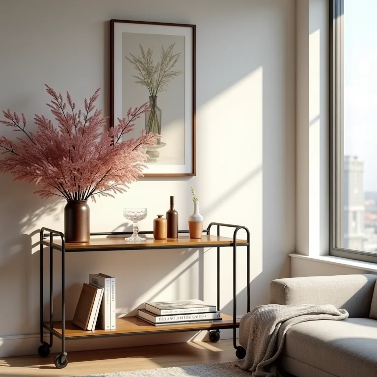 Carrinho de bar decorado com objetos criativos