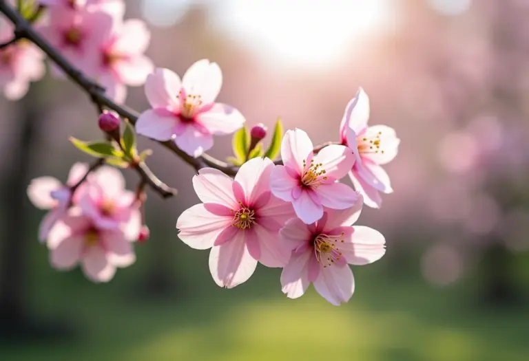 Cerejeira florescendo em jardim japonês no Brasil