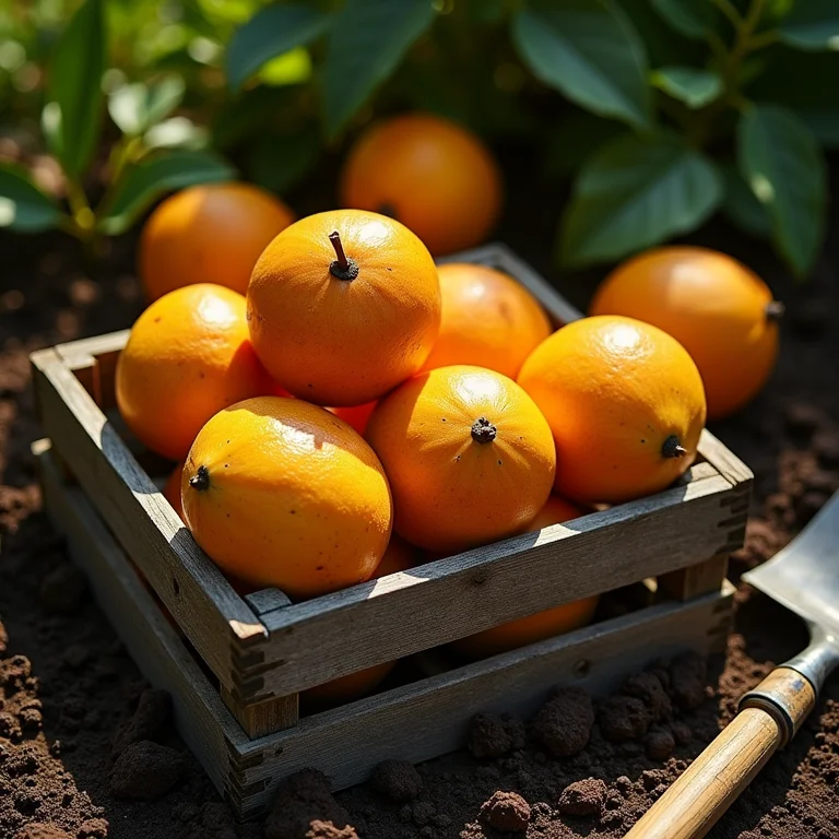Cesta de jilós recém-colhidos em um quintal