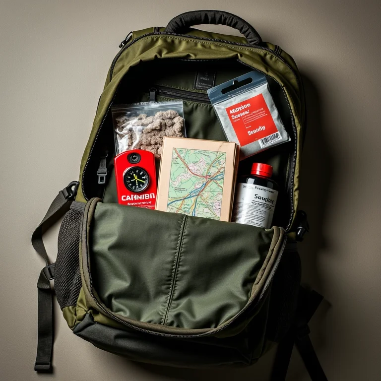 Checklist de itens essenciais para mochila de camping.