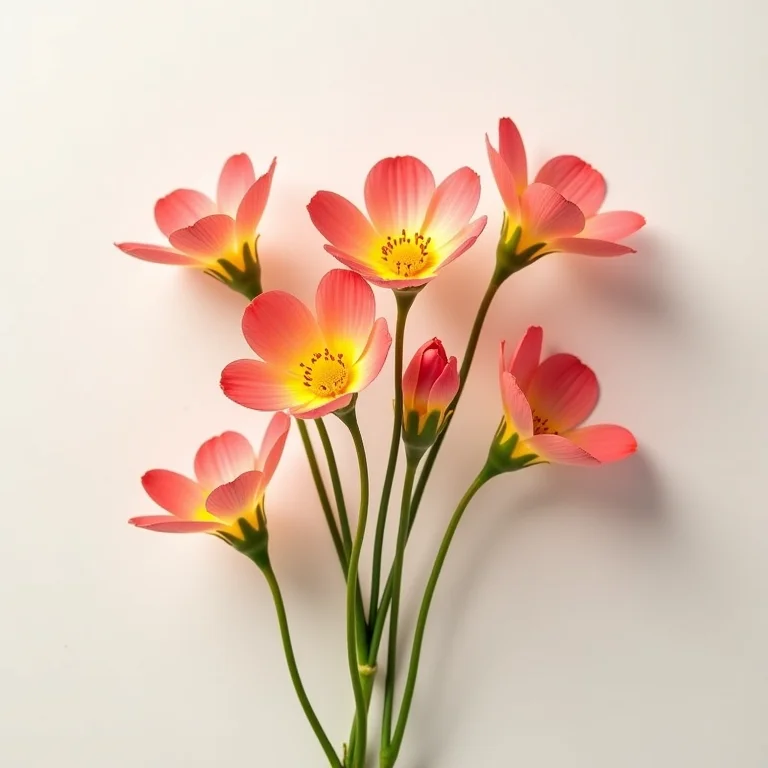 Close-up de flores onze horas (Portulaca grandiflora) em um fundo neutro.