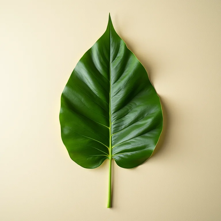 Close-up de folha de Akòko em fundo de papel texturizado