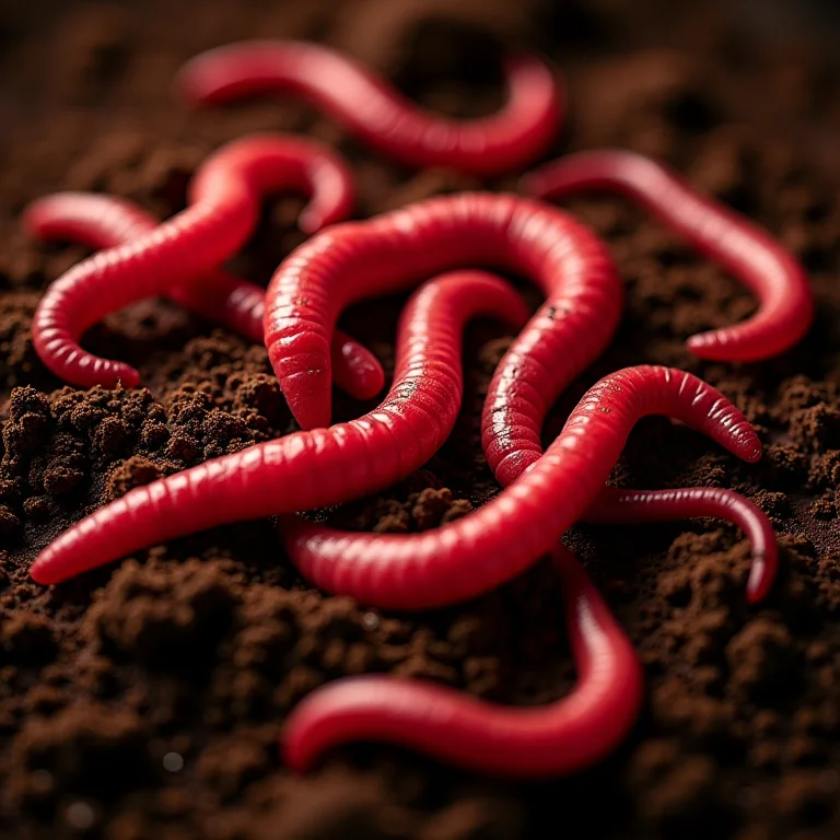 Close-up de minhocas californianas (Eisenia fetida) em solo rico