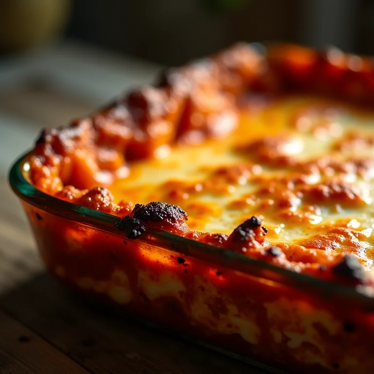 Comparação de lasanha queimada e lasanha perfeita.