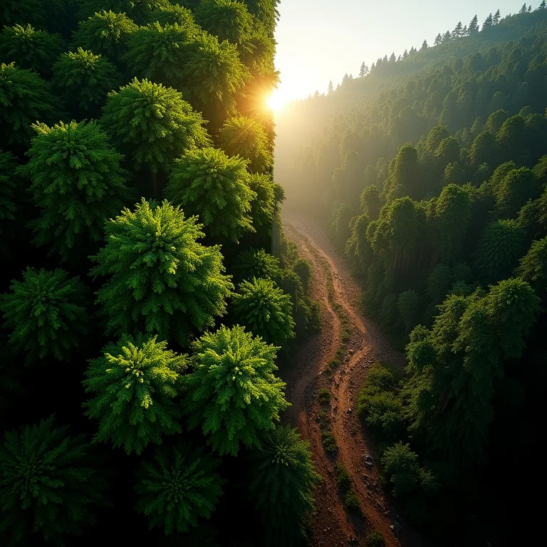 Comparação entre floresta saudável e área desmatada.