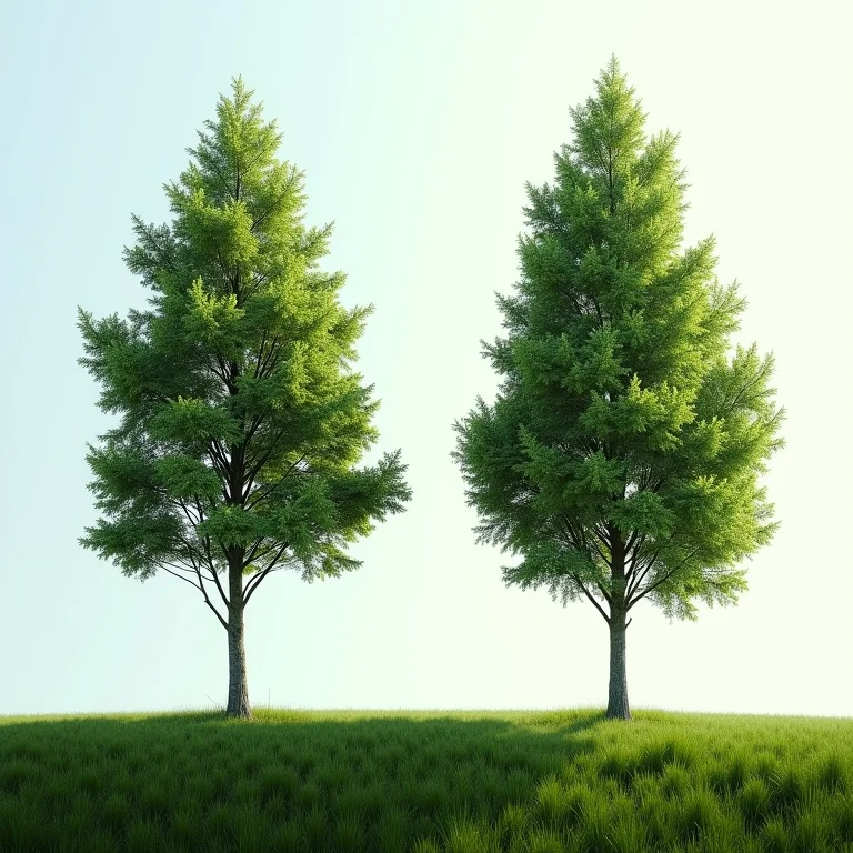 Comparativo da taxa de sequestro de carbono entre duas espécies de árvores.