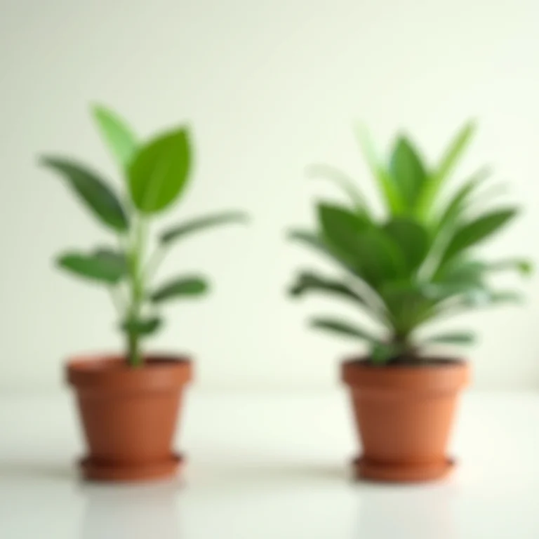 Comparativo entre planta irrigada por capilaridade (saudável) e planta irrigada tradicionalmente (com sinais de falta de água)