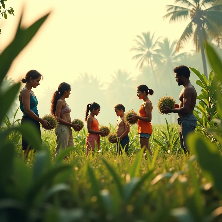 Comunidade local colhendo Guanandi de forma sustentável