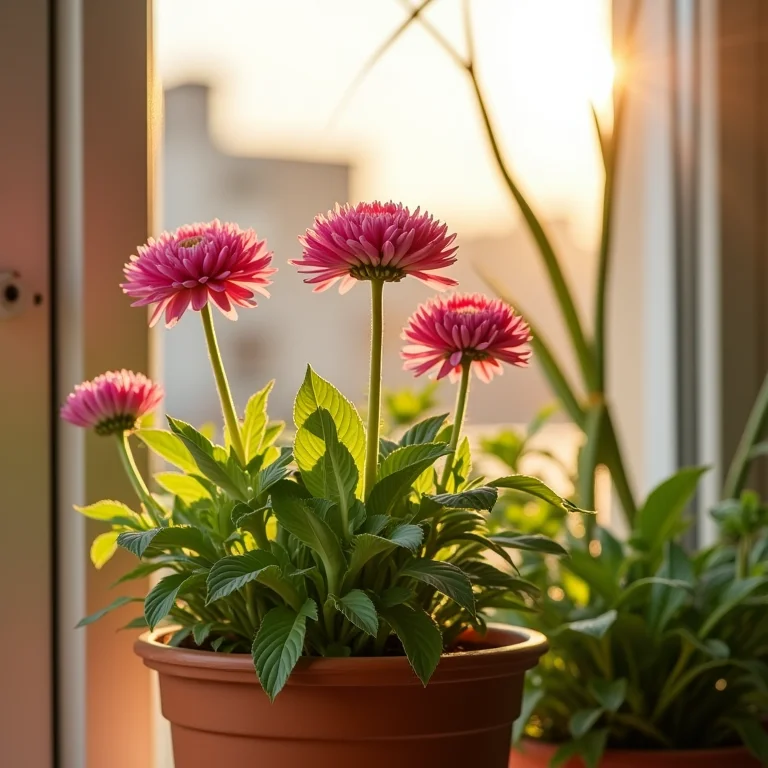 Cravinas prosperando em varanda ensolarada