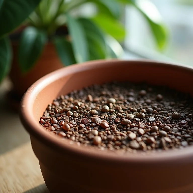 Detalhe da drenagem de um vaso de cacto