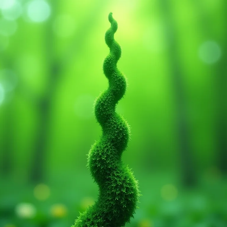 Detalhe da folhagem verde vibrante de uma árvore colunar.