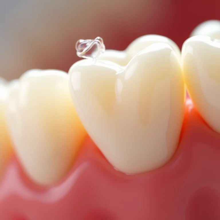 Detalhe da linha da gengiva e molares