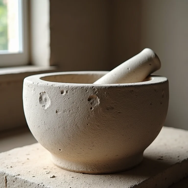 Detalhe da textura de um pilão de pedra