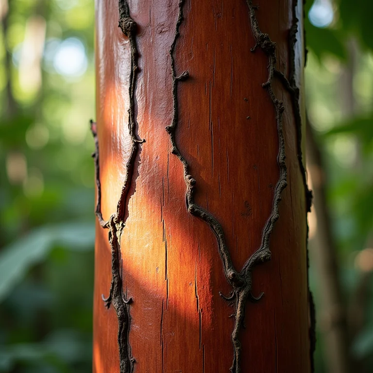 Detalhe do tronco avermelhado de um Pau-Brasil.