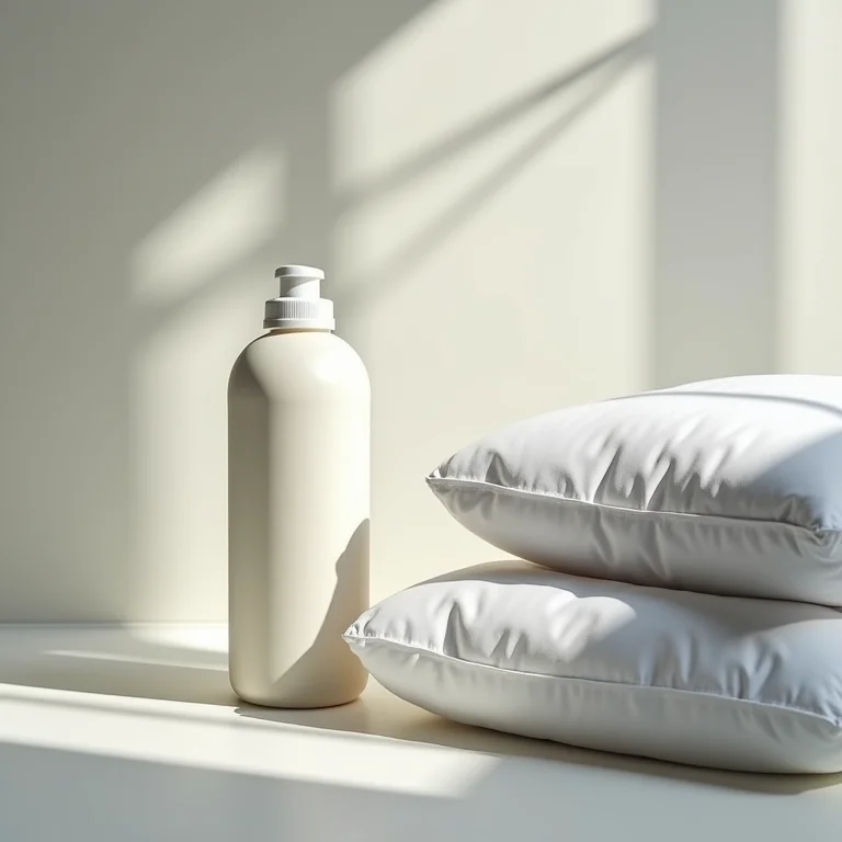 Detergente neutro ao lado de edredom de penas de ganso