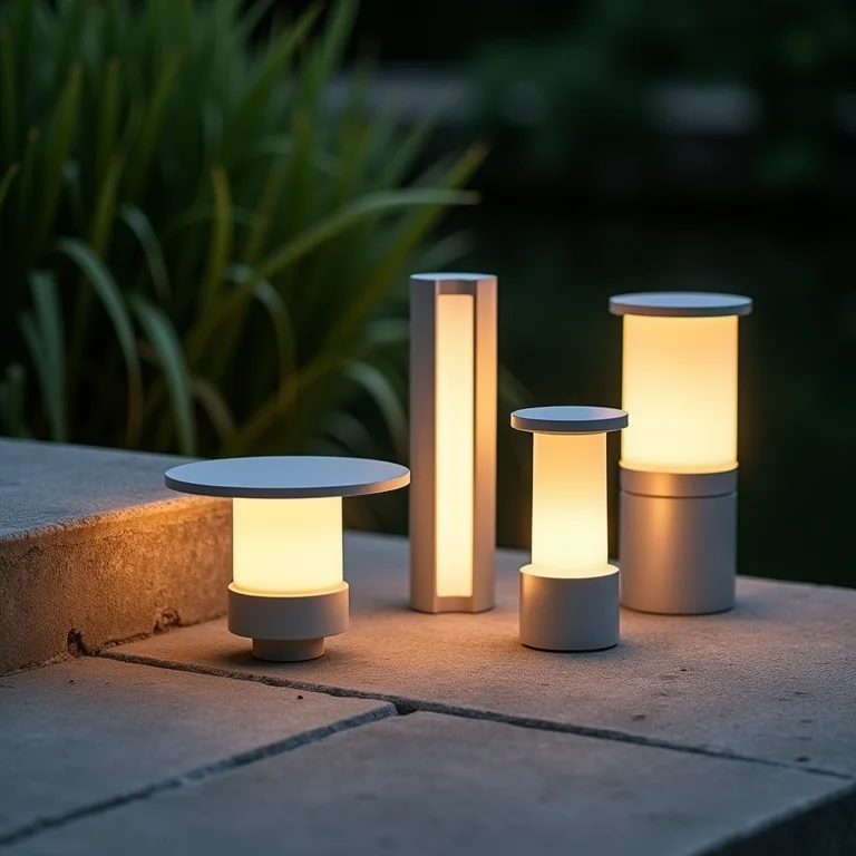 Diferentes luminárias externas com classificações IP variadas