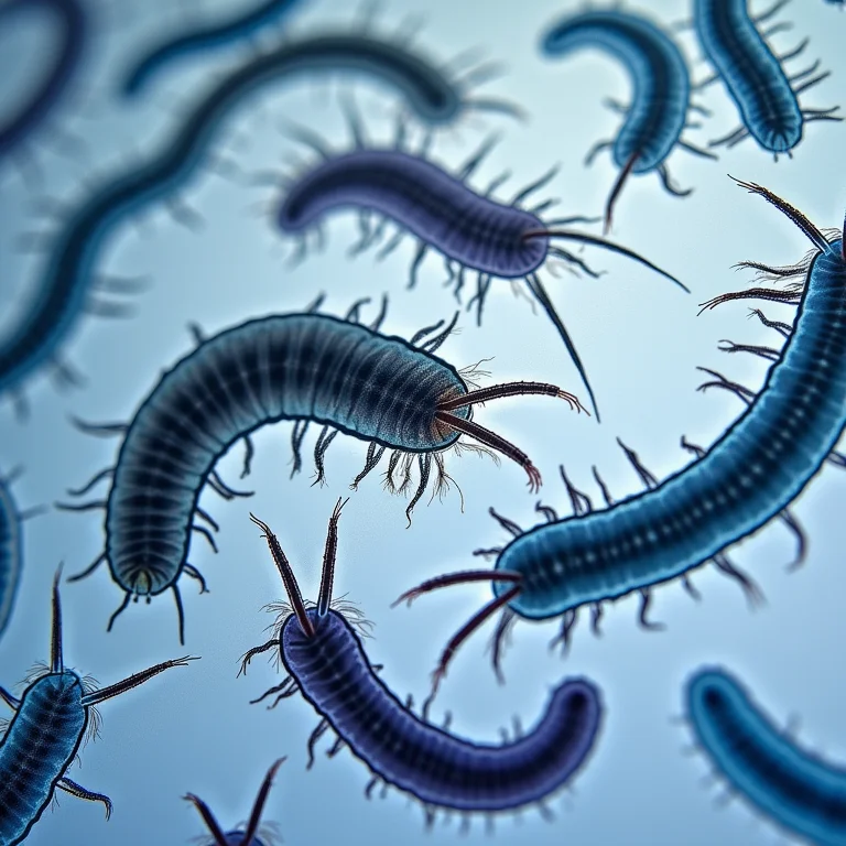Diferentes tipos de nematoides visualizados em microscópio