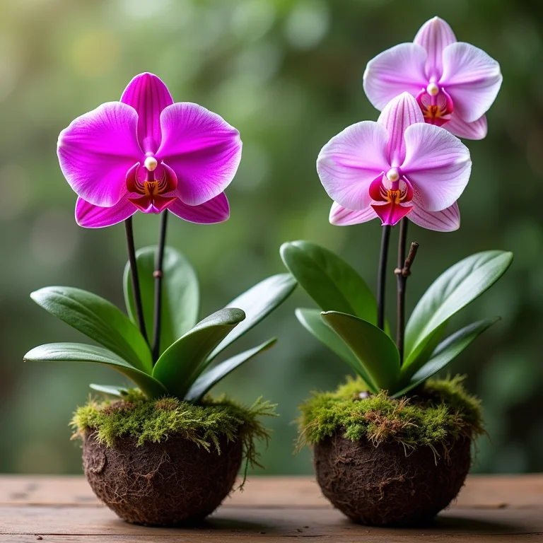 Diferentes tipos de orquídeas e substratos