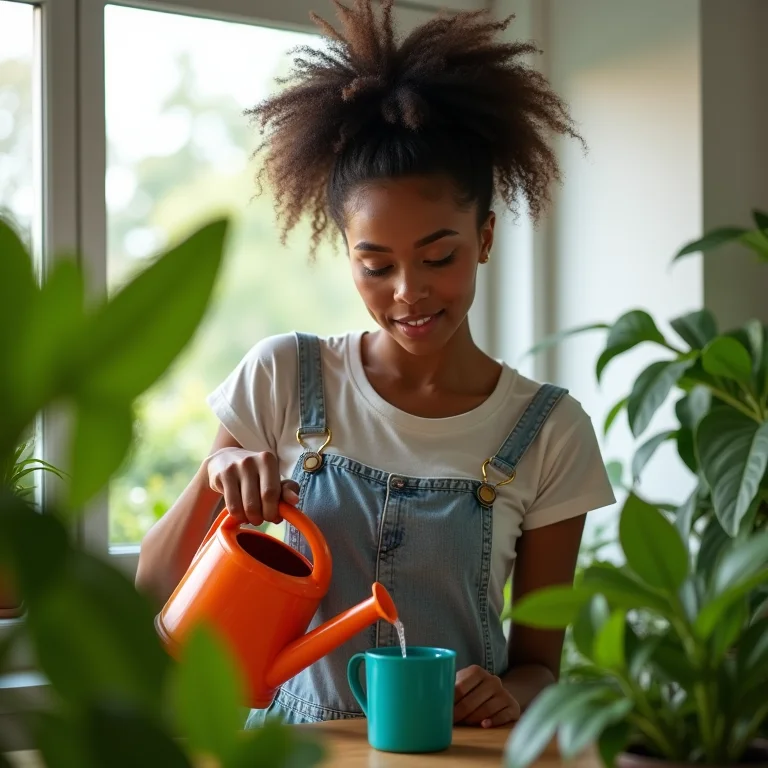 Diluindo fertilizante líquido para plantas
