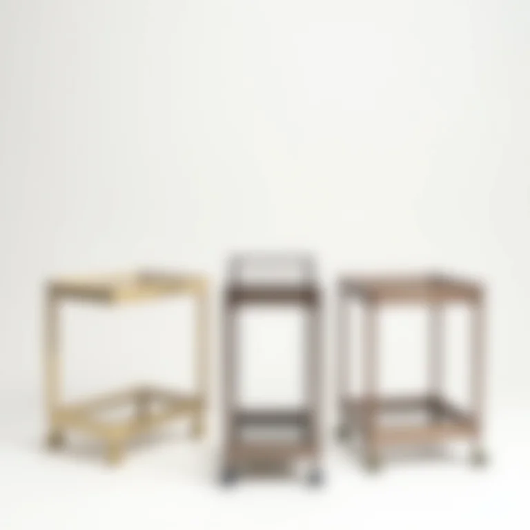 Diversos modelos de carrinhos de bar com estilos variados