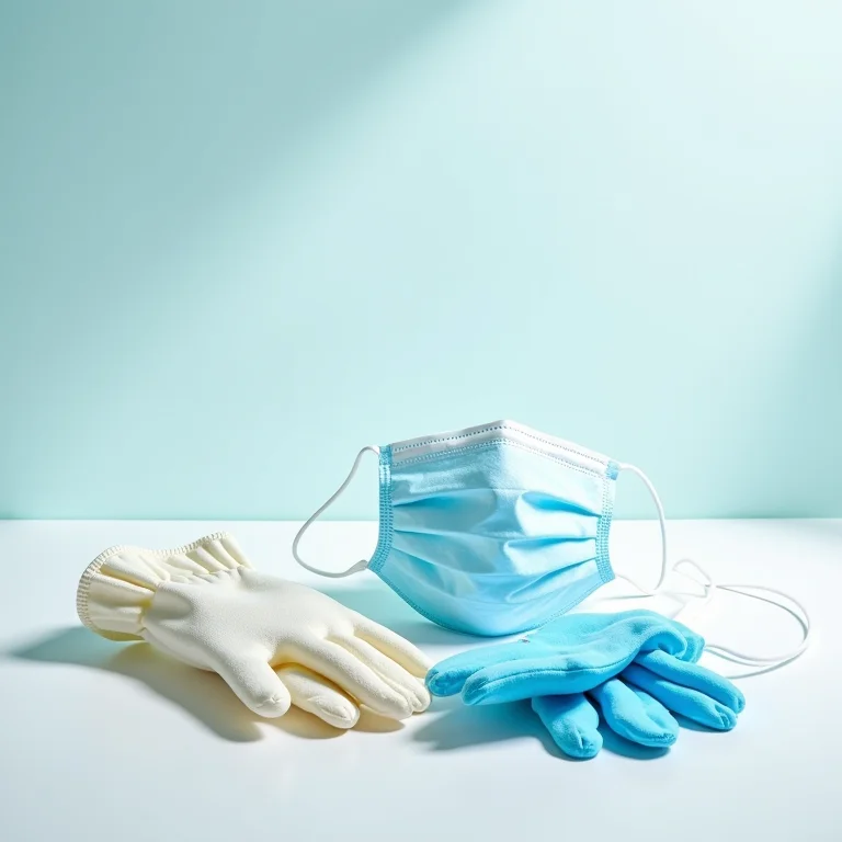 Equipamentos de proteção para limpeza de tênis: luvas e máscara