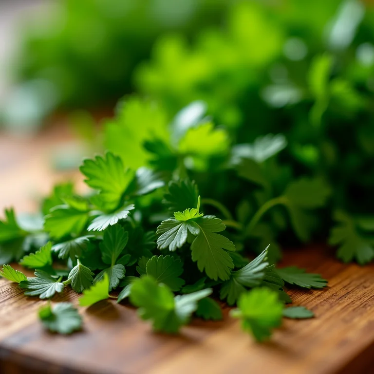 Ervas frescas picadas em tons de verde vibrante.