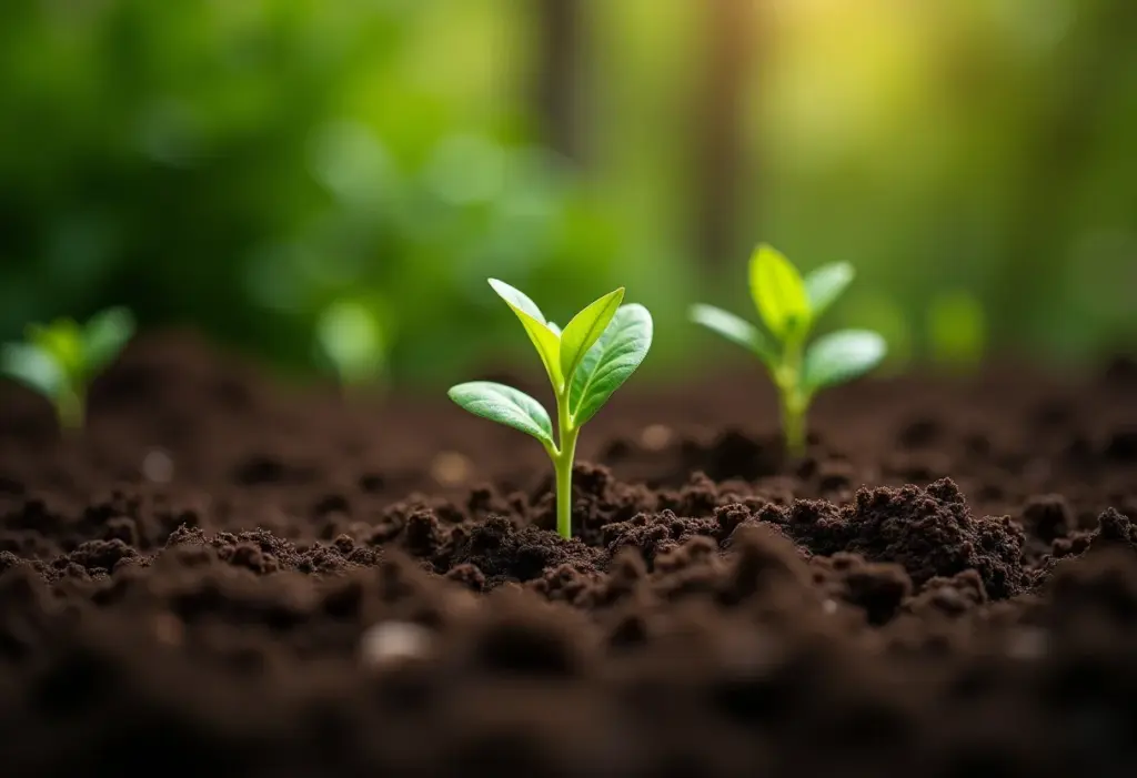 Esterco de galinha: o guia definitivo para usar sem erros no jardim Esterco de galinha nutrindo mudas em solo fértil