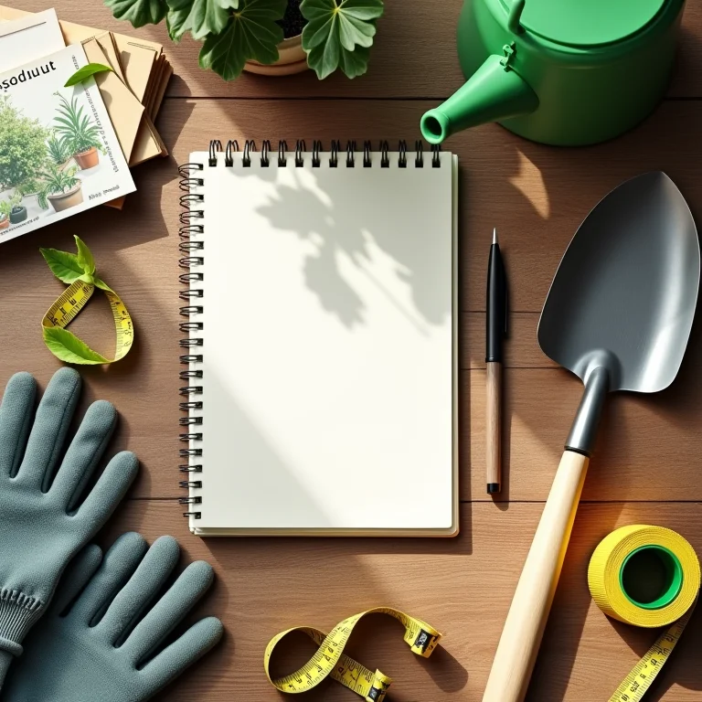 Ferramentas de jardinagem organizadas em um espaço de trabalho.