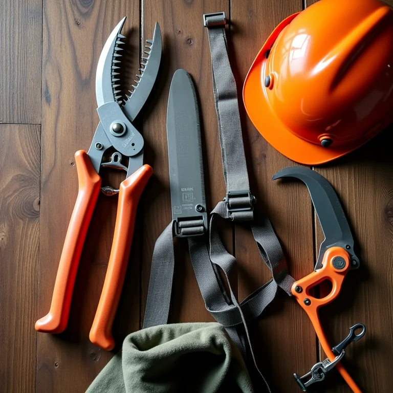 Ferramentas essenciais para o trabalho de um arborista.