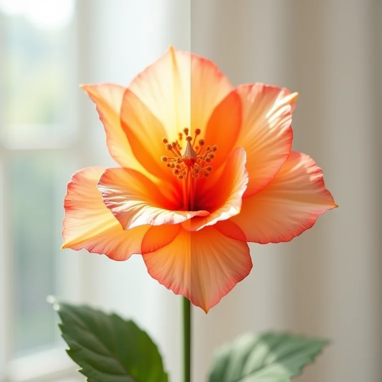 Flor de papel desbotada pela luz solar