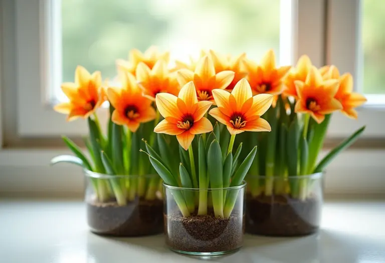 Flores coloridas crescendo em sistema hidropônico com solução nutritiva