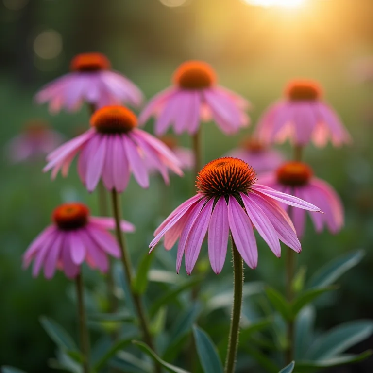 Flores de Equinácea rosa e roxa