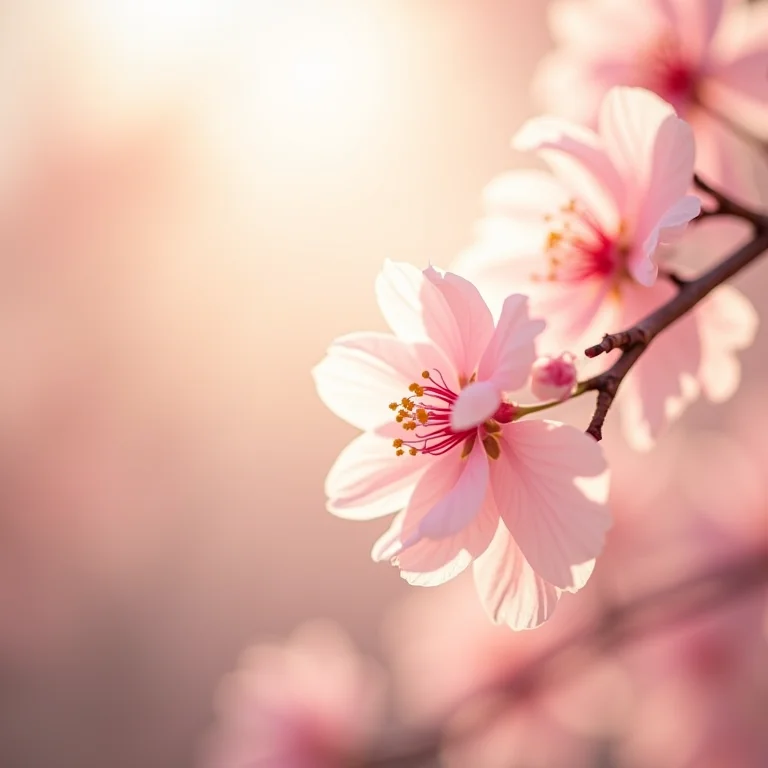 Folhas de cerejeira sob a luz do sol