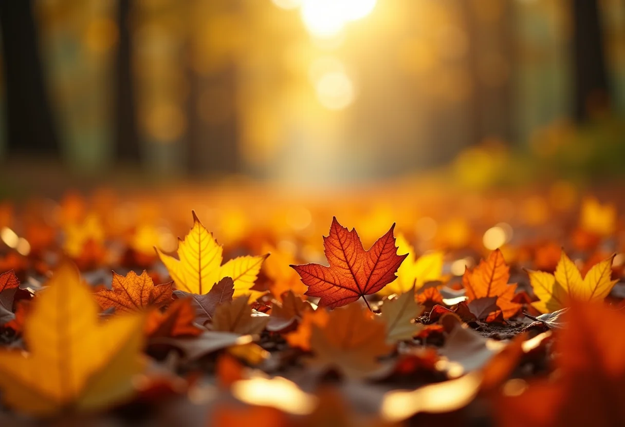 Folhas de outono caídas no chão da floresta