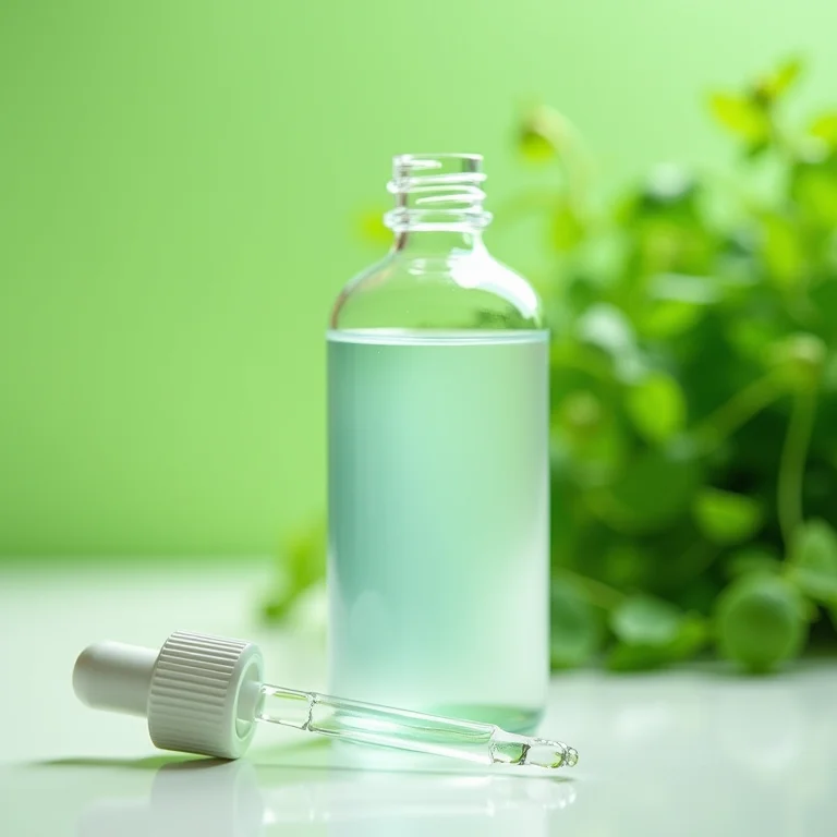 Frasco de água oxigenada ao lado de planta saudável.