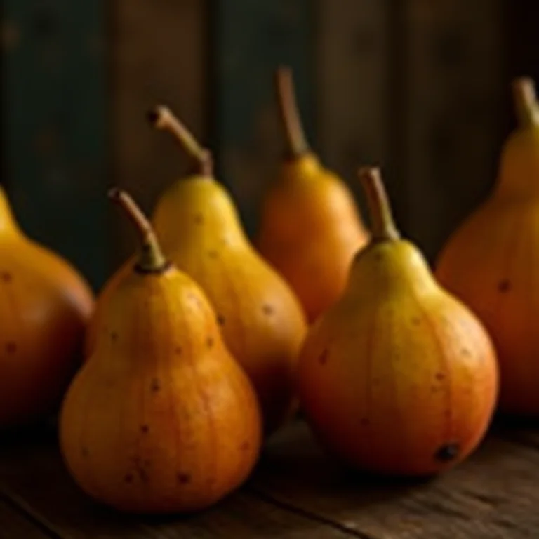 Frutos de ingá dispostos artisticamente sobre mesa de madeira rústica.