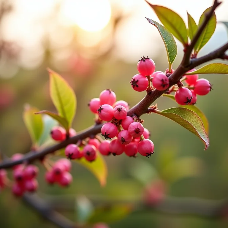 Galhos de Aroeira-Salsa balançando ao vento, com frutos rosados.