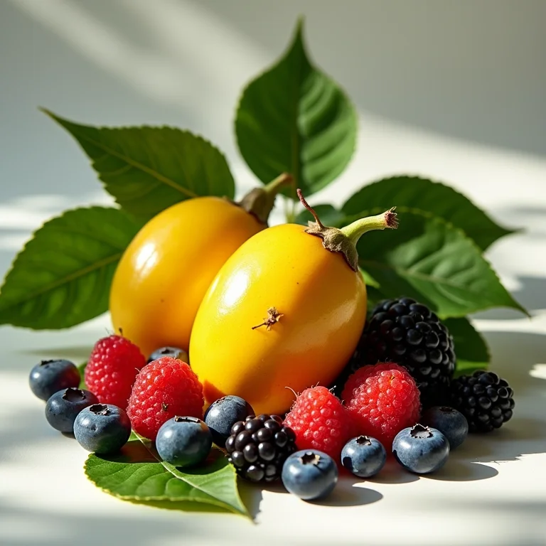 Graviola com frutas vermelhas ricas em antioxidantes