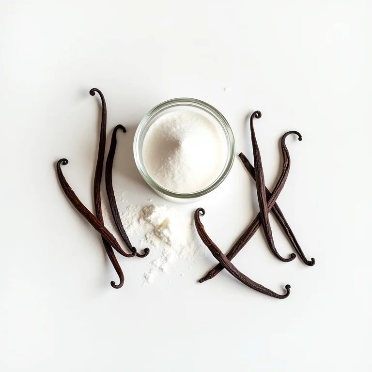 Ingredientes para açúcar de baunilha caseiro.