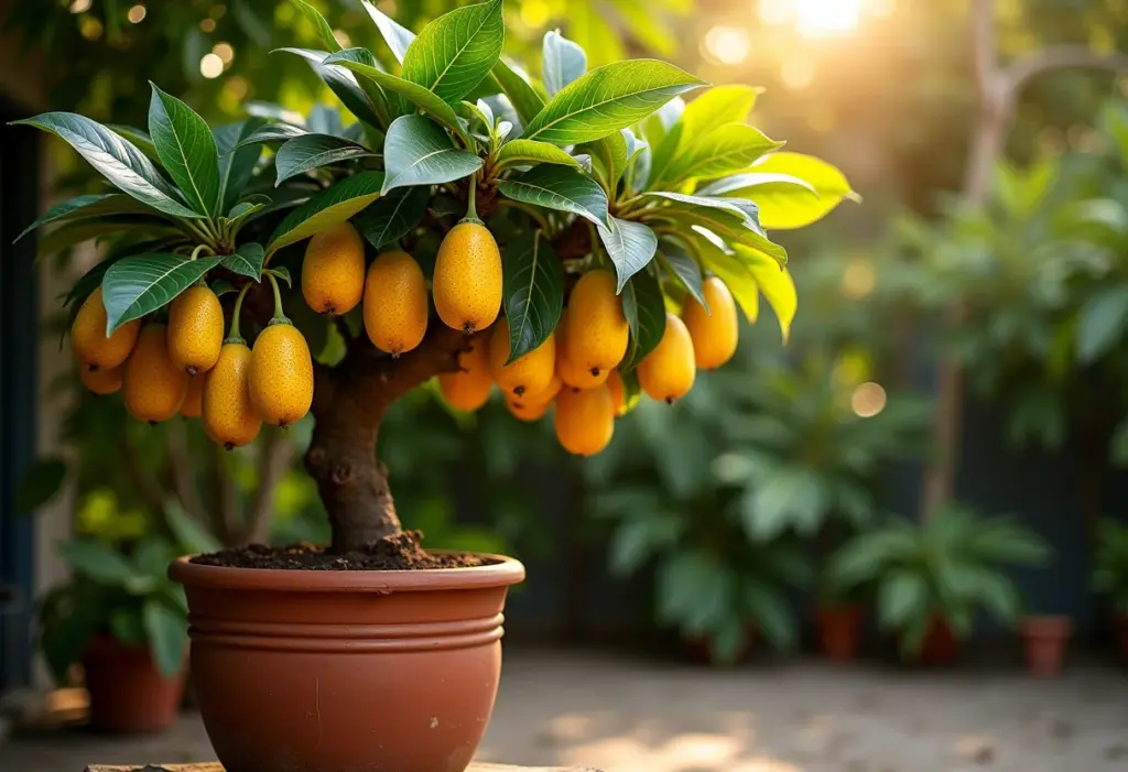 Jabuticabeira carregada de frutos em vaso de barro